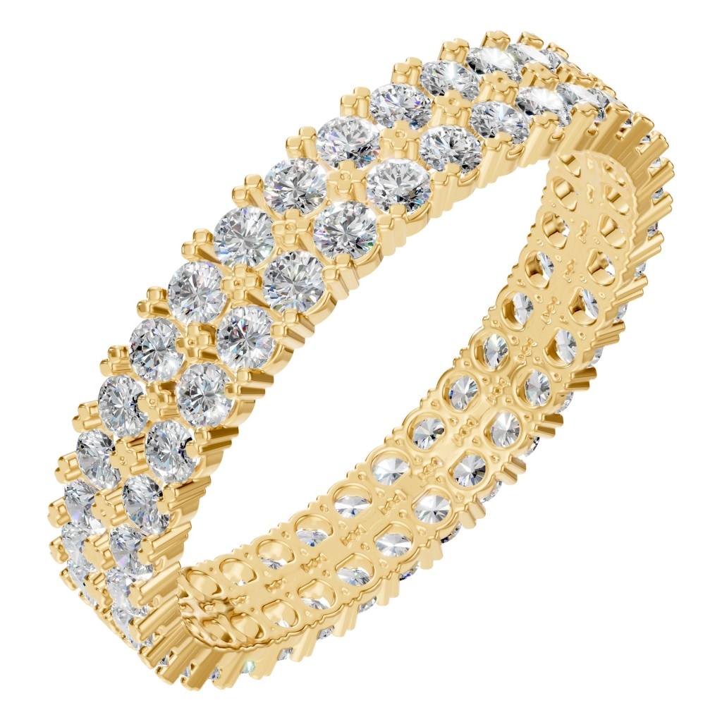 Round Lab Diamond Double Row Eternity Ring – ca. 1.36 ct | RI-6034 – Gelbgold mit Steinbesatz