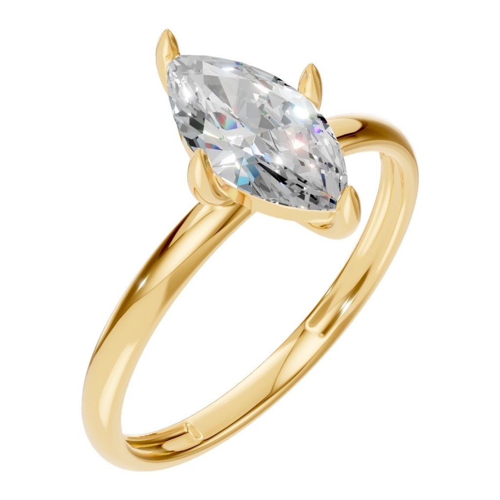 Marquise Lab Diamond Solitaire Ring – ca. 1 ct | RI-9390 – Ring mit gefasstem Stein