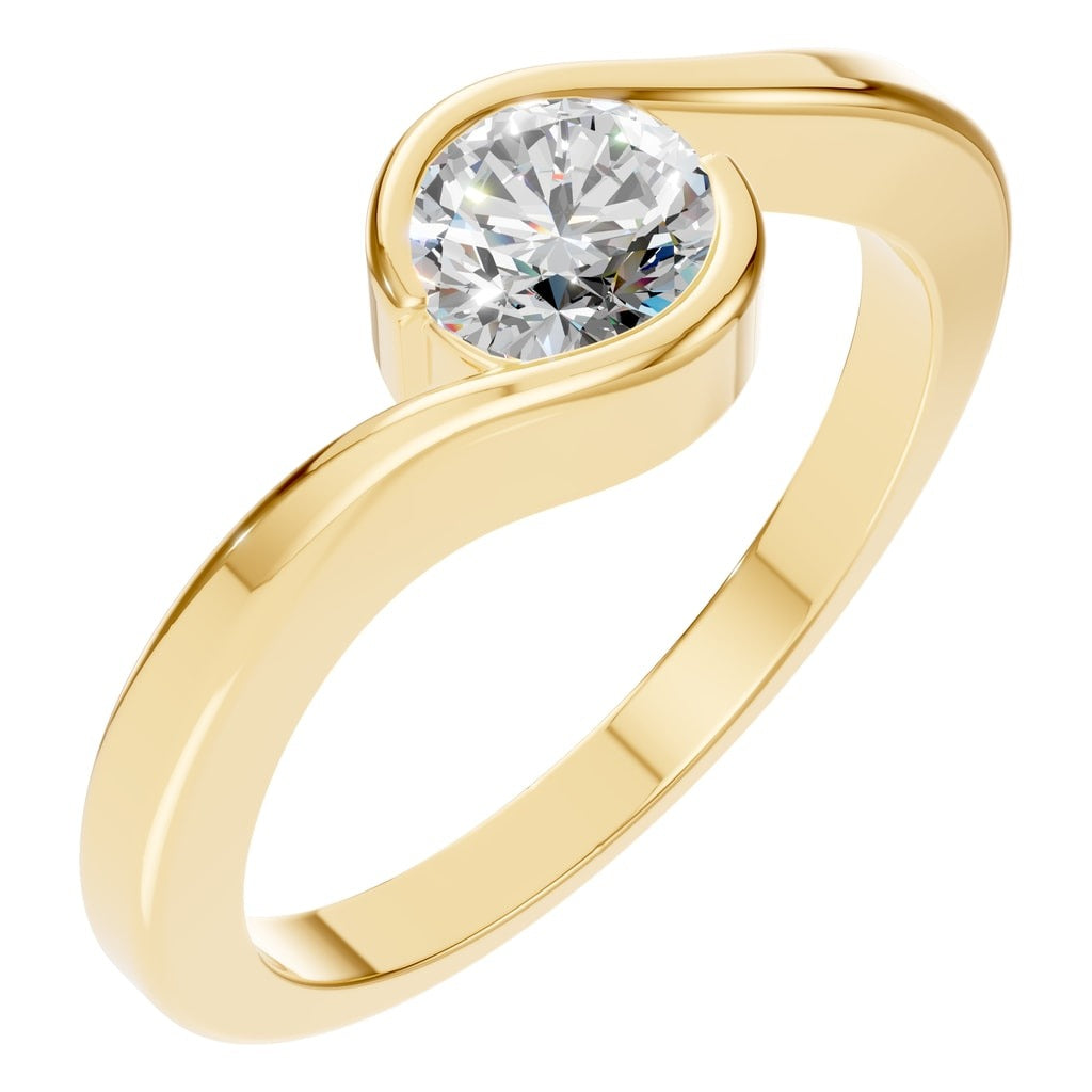 Round Lab Diamond Bezel Solitaire Ring – ca. 0,5 ct | RI-9501 – Ring mit gefasstem Stein