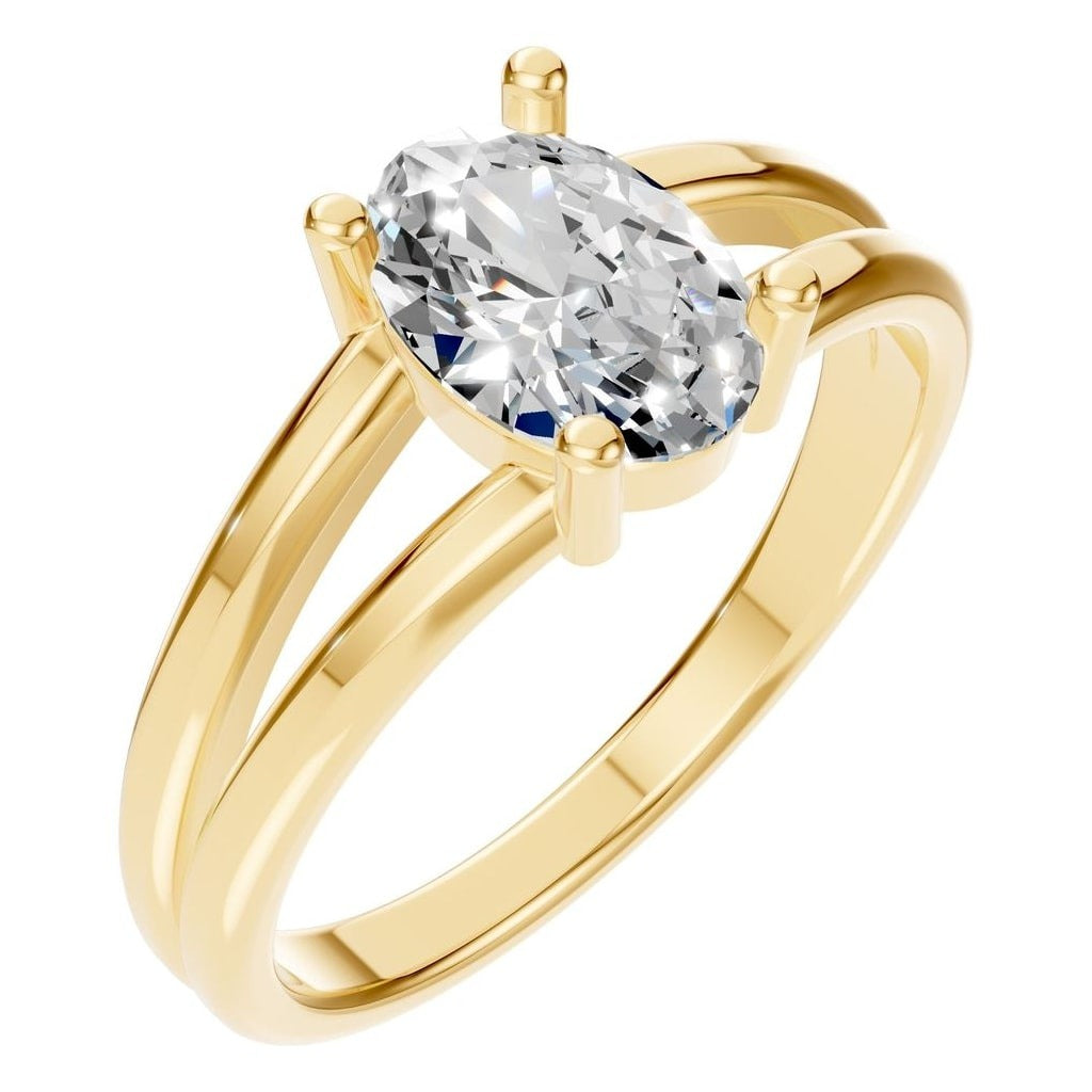 Oval Lab Diamond Split Shank Solitaire Ring – ca. 1 ct | RI-9533 – Ring mit gefasstem Stein
