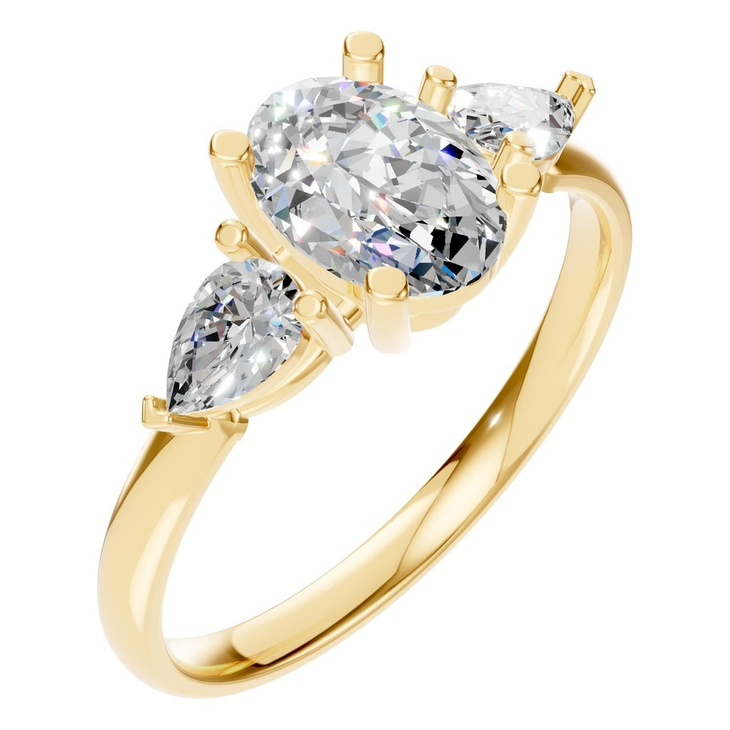 Oval Lab Diamond Accented Three Stone Ring – ca. 1,51 ct | RI-9989 – Ring mit gefasstem Stein