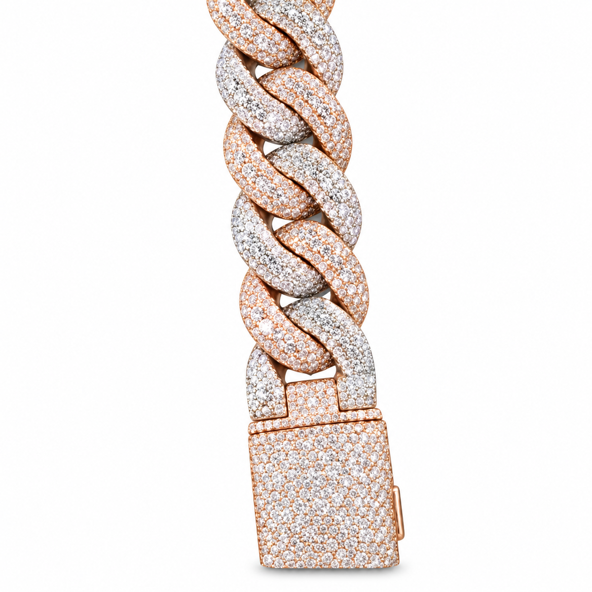 20mm Two Tone Bubble Moissanite Cuban Bracelet – weißer Hintergrund, Ansicht 3