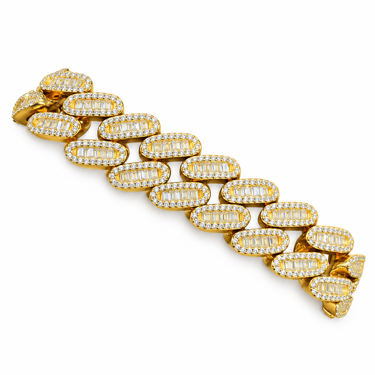 Baguette Link Moissanite Cuban Bracelet – weißer Hintergrund, Ansicht 2