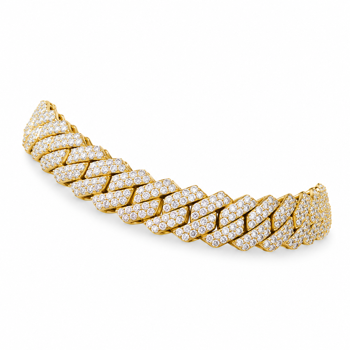 12mm Signature Prong Moissanite Cuban Bracelet – weißer Hintergrund