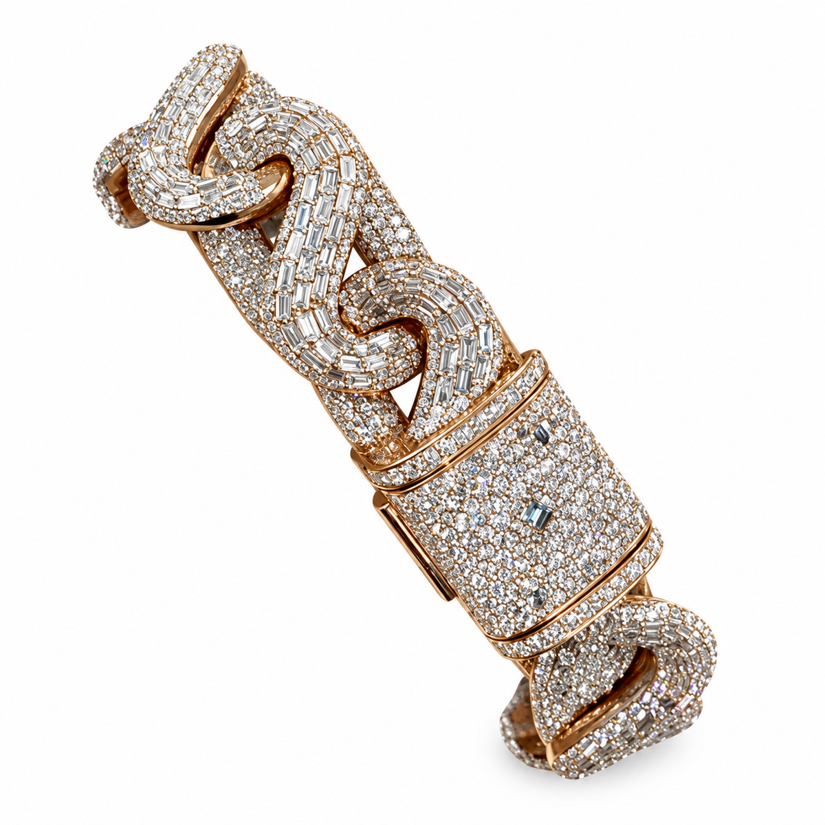 Full Ice S925 Moissanite Cuban Bracelet – weißer Hintergrund