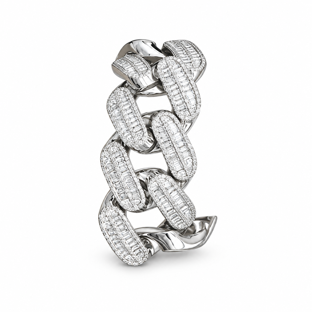 40mm Double Row Moissanite Cuban Bracelet – weißer Hintergrund, Ansicht 3